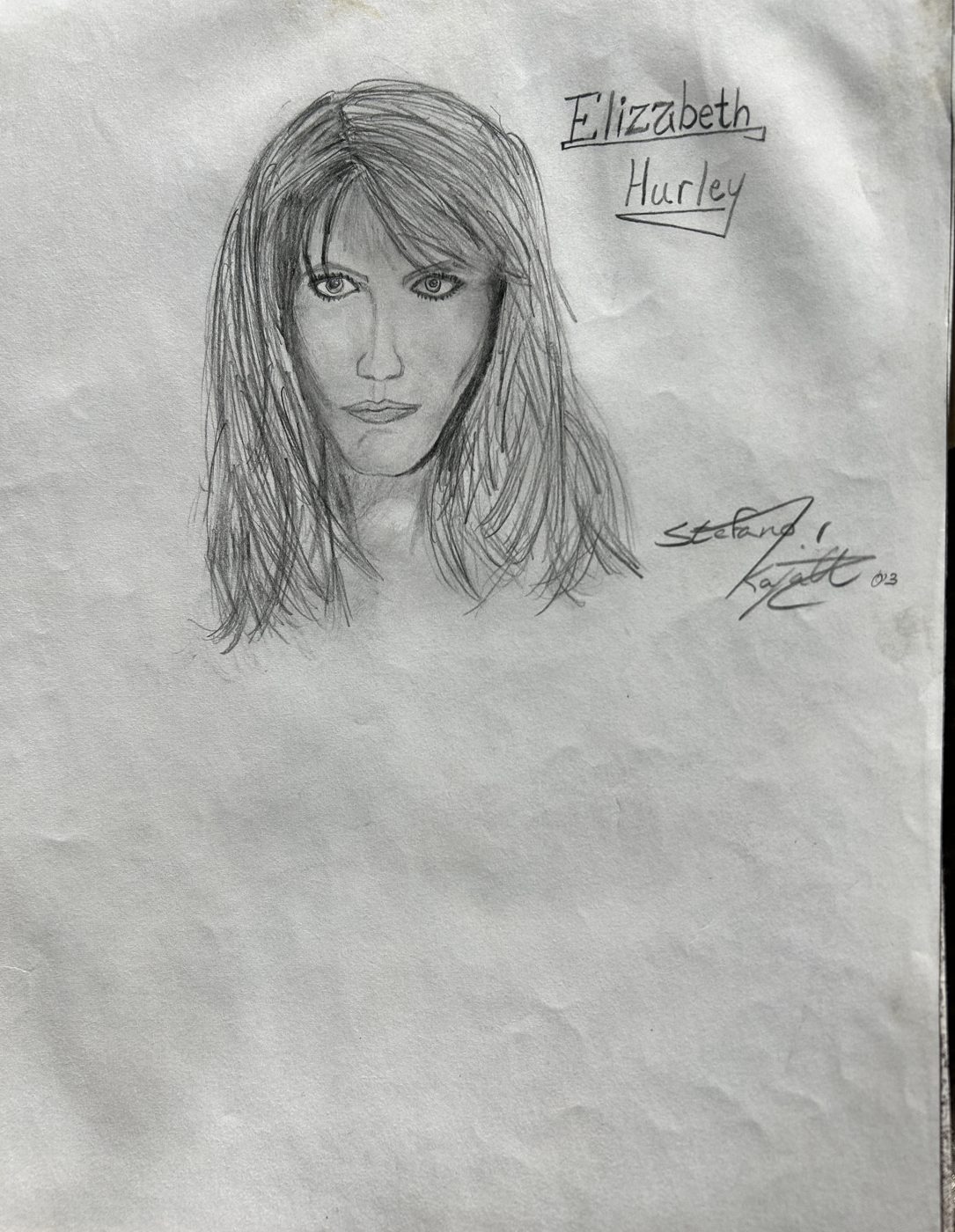 Pencil portrait study of Elizabeth Hurley
